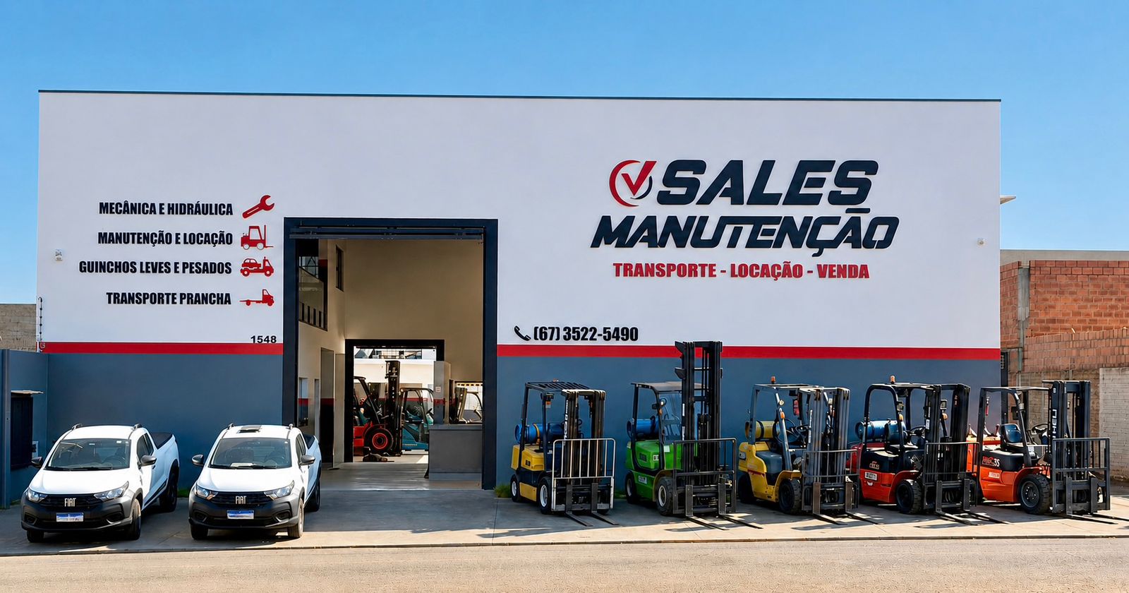 Pátio e frota da Sales Manutenção